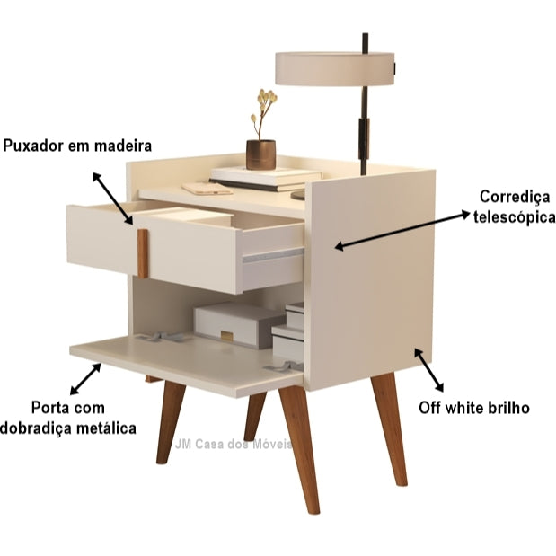 Mesa de Cabeceira Retrô Pés Palito