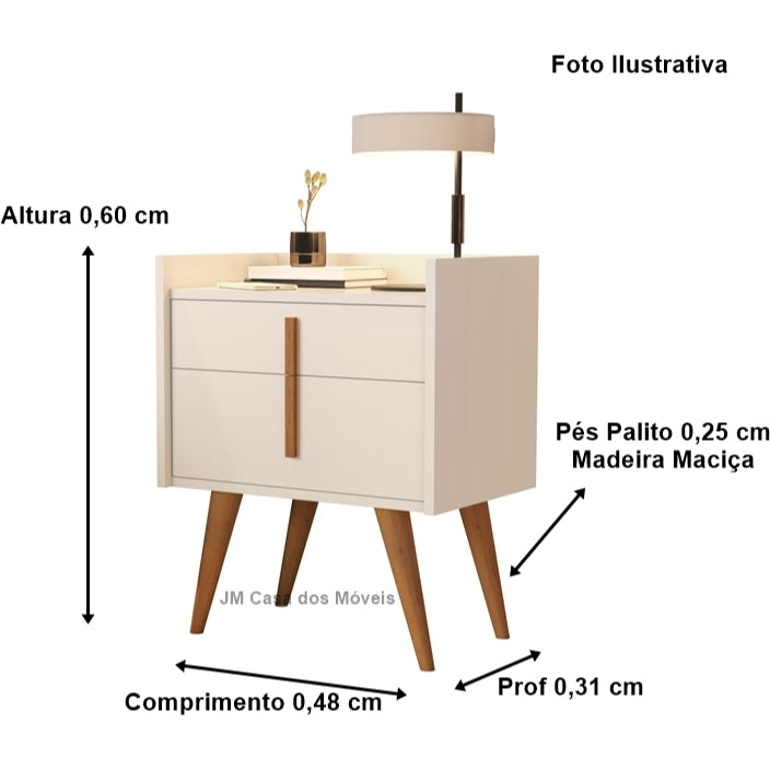 Mesa de Cabeceira Retrô Pés Palito