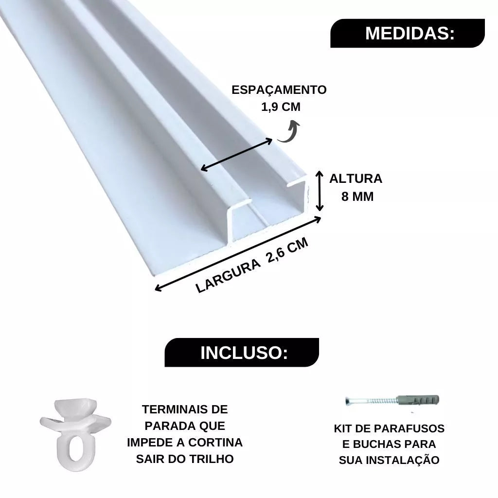 Trilho Suíço  Com Abas Simples Alumínio Completo